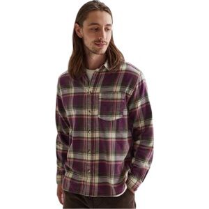 BDG Vintage Wash Cotton Flannel Shirt In Purple Plaid Size SP